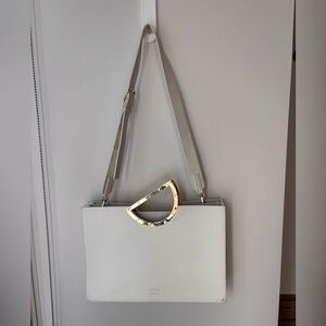 KITAYAMA by HAN White Leather Handbag with Gold Accent